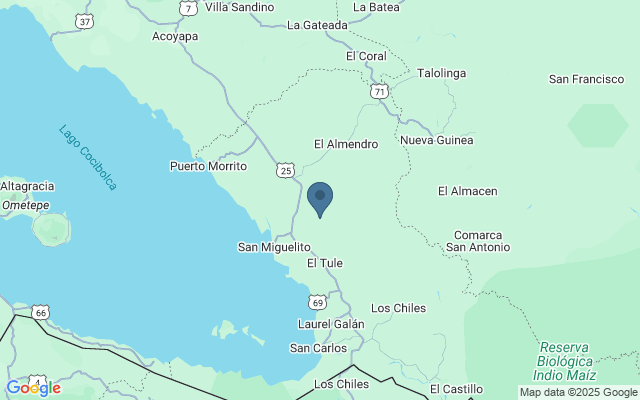 Kaart met locatie La Reserva de la Biosfera Rio San Juan